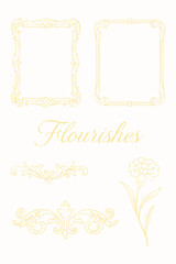 A retro vector floral frame with ornate gold decoration and swirl pattern perfect for a wedding invitation or card design