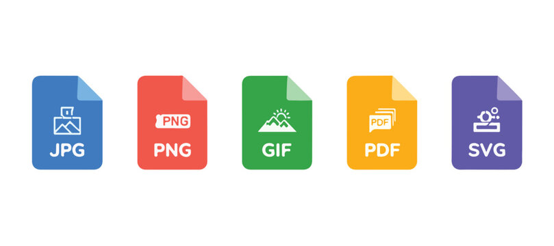 Collection of Different File Format Icons for Documents and Media Assets