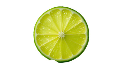 Close up lime slice photo for healthy food and drinks ingredient with green citrus fruit isolated view 100 isolated on tranparent background