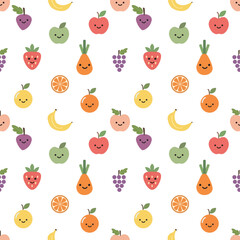 Colorful fruit pattern on white background.