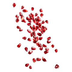 Falling pomegranate seeds isolated on a transparent background remove Png, clipping path