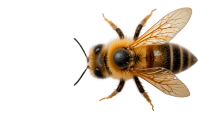 Close up of a honey bee flying insect with wings and antenna macro photography animal wildlife nature 100mm isolated on tranparent background