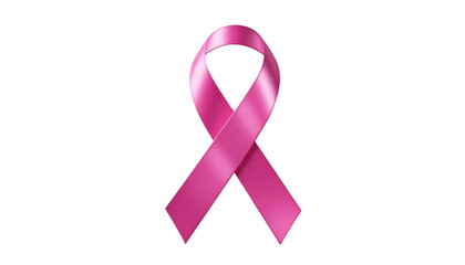 Pink ribbon breast cancer awareness symbol for hope support and medical research on a black background isolated on tranparent background