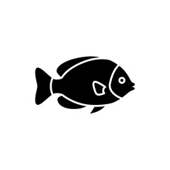 Black Filled Icon of Damselfish Reef Fish Theme