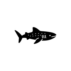 Fototapeta premium Black Filled Icon of Whale Shark Largest Fish Theme