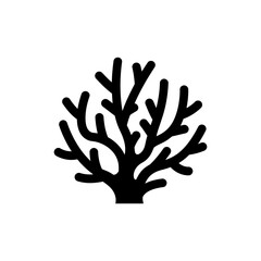 Fototapeta premium Black Filled Icon of Coral Marine Reef Life