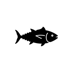 Black filled icon of a tuna silhouette ocean fish theme