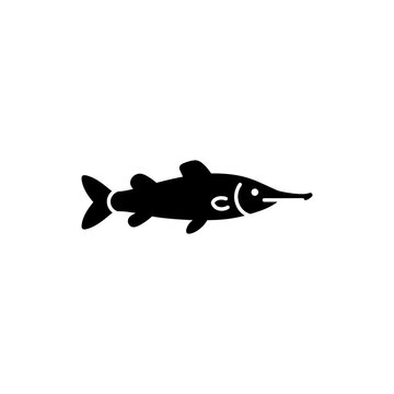 Black filled icon of snipefish silhouette for unique oceanic species visuals