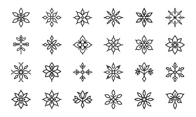 Web Minimal Floral Line Icon Bundle – 30 Elegant Flower Vector Icons for Logos, Branding, Invitations, and Botanical Design Projects