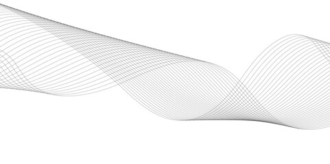 Fototapeta premium Abstract technology lines on white background. Undulate Grey Wave Swirl, frequency sound wave, twisted curve lines with blend effect, wave with lines created using blend tool.