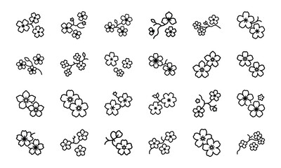 Web Minimal Floral Line Icon Bundle – 30 Elegant Flower Vector Icons for Logos, Branding, Invitations, and Botanical Design Projects