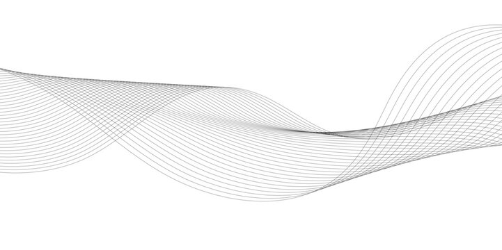 Abstract technology lines on white background. Undulate Grey Wave Swirl, frequency sound wave, twisted curve lines with blend effect, wave with lines created using blend tool.