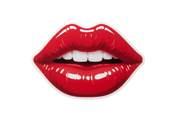 Obraz premium Closeup of Lush Red Lips with a hint of a smile featuring glossy texture and defined contours