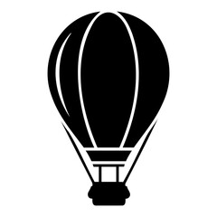 Obraz premium Illustration of a black and white hot air balloon with a basket in a simple and minimalist style design