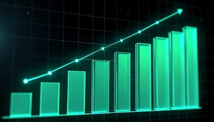 Green glowing chart showing upward trend