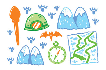 Adventure Essentials: A colorful, inviting illustration featuring essential elements for embarking on an exciting expedition.