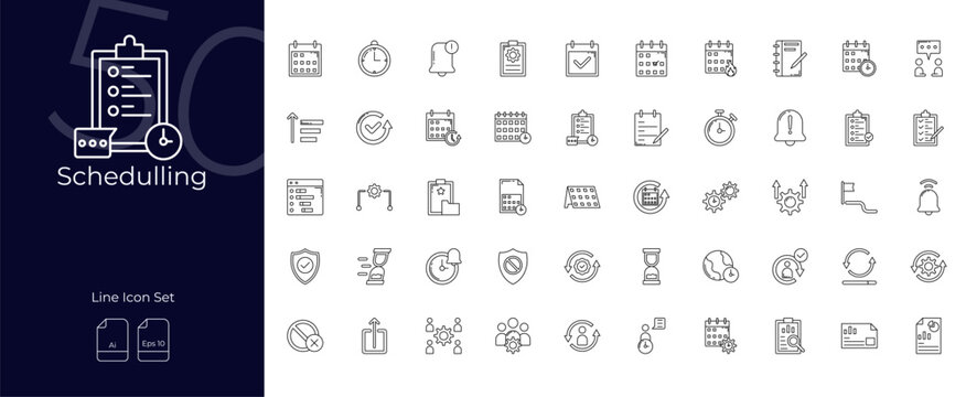 Schedulling Line Editable Icons set. Vector illustration in modern thin line style of Schedulling icons: schedule, calendar, date, etc