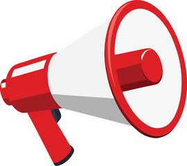 Red and white megaphone vector for announcements