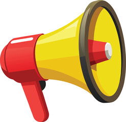 Bright red and yellow megaphone announcer