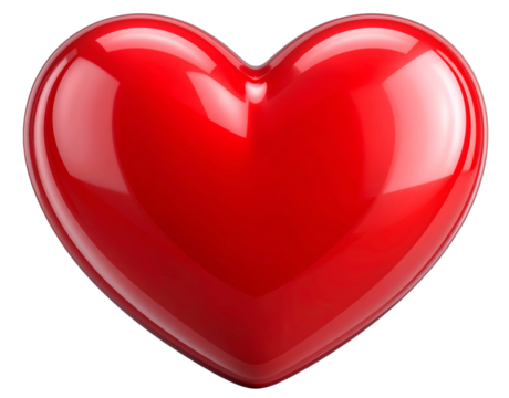   Hand-Drawn Red Heart with Rough Brush Texture, Artistic Style, Isolated on Transparent Background.