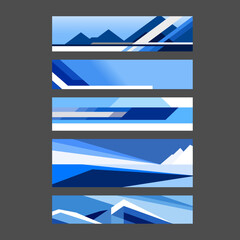 Modern Abstract Blue Business Banners Vector Set: Geometric Corporate Headers for Web Design and Technology Branding.