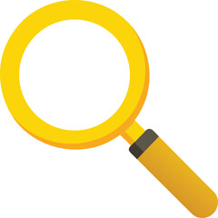 Bright yellow magnifying glass vector icon
