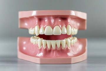 Obraz premium Dental implant positioned securely in the jaw surrounded by natural teeth demonstrating effective oral restoration