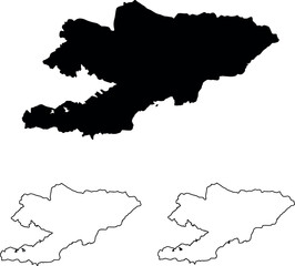 Fototapeta premium Kyrgyzstan map silhouette outline central asia country