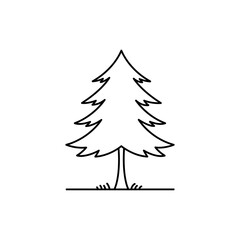Minimal outline of a small pine tree silhouette