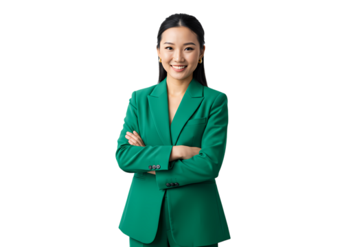 Confident Professional Emerald Green Power Suit - Powered by Adobe
