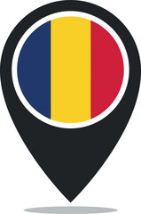 Fototapeta premium Romania flag map pin