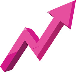 Pink 3d growth arrow vector