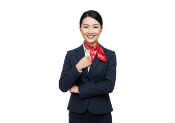Confident Flight Attendant Professionalism and Service