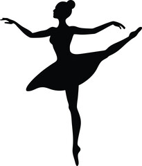 Fototapeta premium Graceful ballet dancer performing an elegant arabesque pose with outstretched arms new 2025 trendy