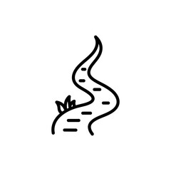 Fototapeta premium Thin Black Icon of Winding Garden Path