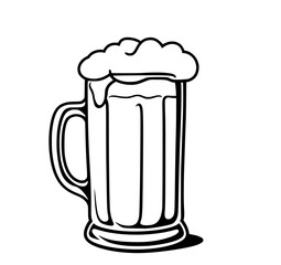 Beer Mug Illustration: A bold line art drawing of a beer mug filled with frothy beer, showcasing its simple yet striking design in monochrome.