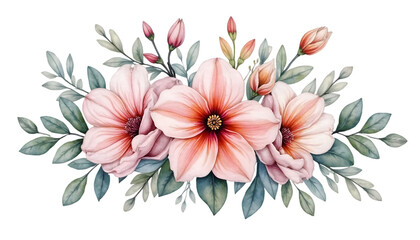 Obraz premium Floral Arrangement Featuring Pink Flowers with Watercolor Style