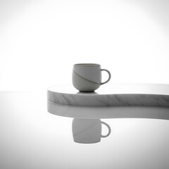 Serene Minimalism: A Porcelain Mug on a Marble Table, Studio Still Life