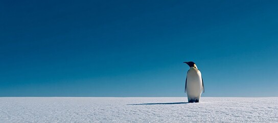 Obraz premium Penguin Facing Forward on Ice Terrain