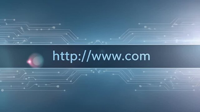 Centered digital http www com text over circuit pattern background in clean tech style