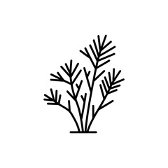 Fototapeta premium Thin Line of Savannah Shrub Minimal Botanical Drawing