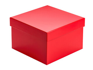 Closed red gift box isolated on transparent background