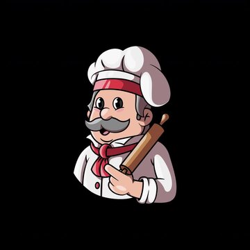 Chef Character Appearing. Fun Restaurant Logo Animation Design.