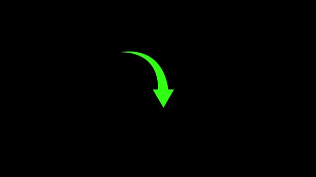 down turning directional road arrow. Turn down arrow icon with black background.