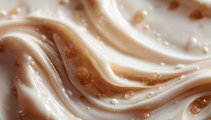 Detailed macro shot of smooth, swirling caramel and cream blend, highlighting texture and rich, golden-brown hues.