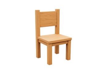 A Digital Rendering of a Simple Wooden Chair Minimalist Design and Pixelated Texture