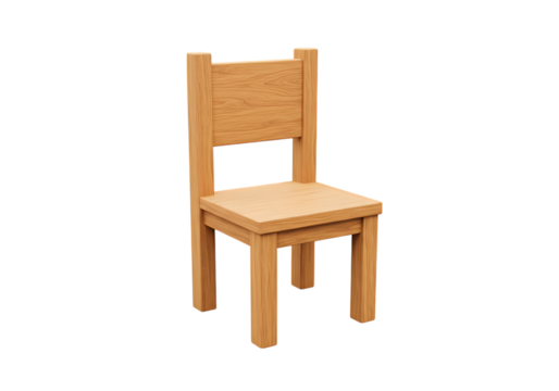 A Digital Rendering of a Simple Wooden Chair Minimalist Design and Pixelated Texture