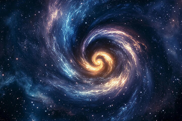 Galactic spiral showcasing vibrant colors and cosmic features in a star-filled universe