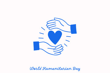 World Humanitarian Day. Vector illustration. Holiday banner, card, poster and background template.