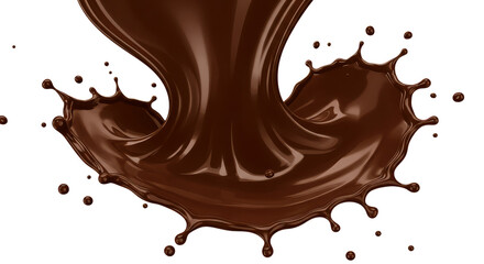 Fototapeta premium Rich dark chocolate pour splash against black background
